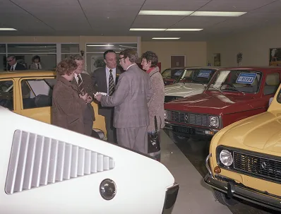 Jordans forecourt with classic vehicles