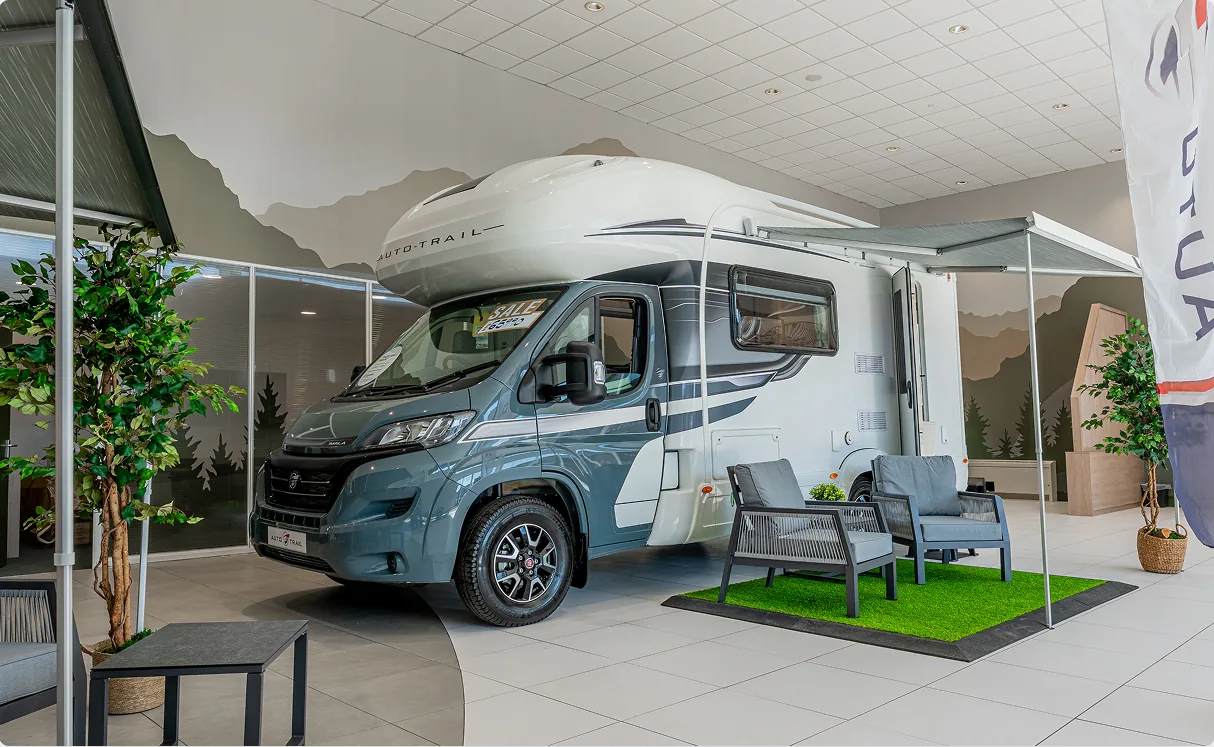 Motorhome displayed in the Jordans Leisure showroom
