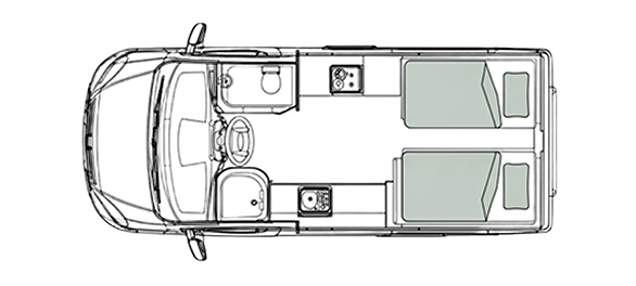 2 berth motorhome floorplan