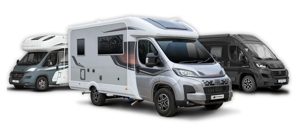 A campervan and two different styles of motorhome